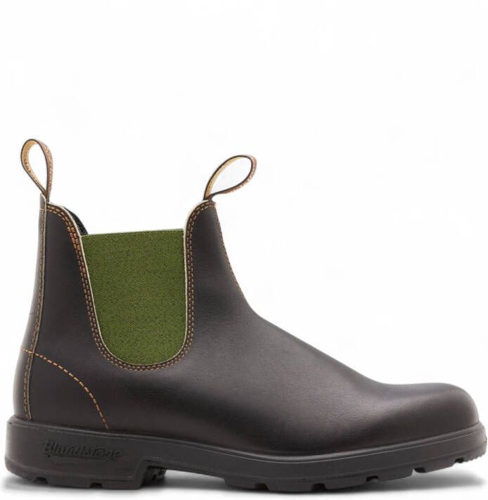 Blundstone Stiefel Boots #519 Stout Brown Leather with Olive Elastic (500 Series)-12UK