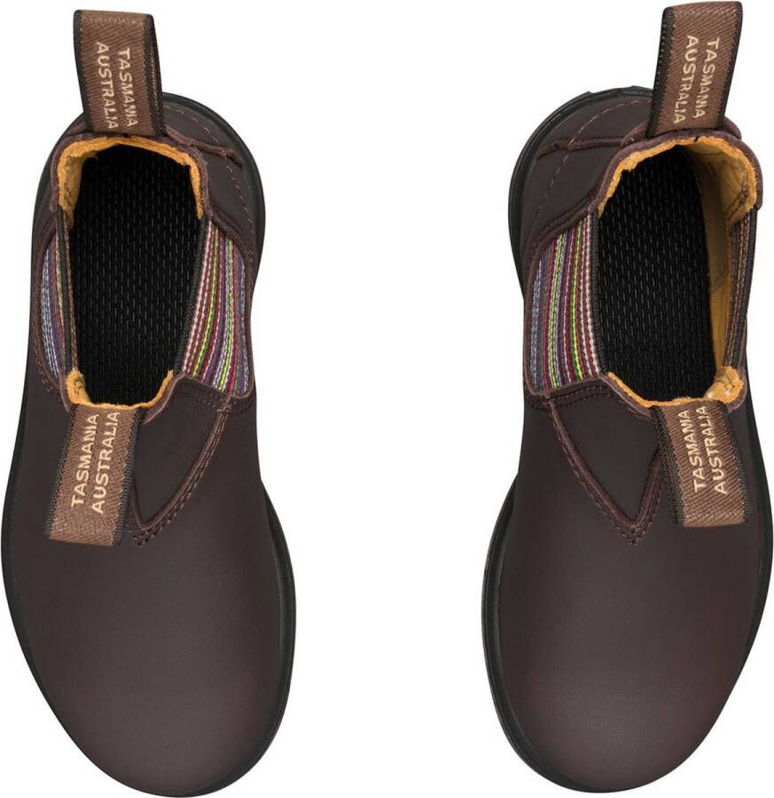 Blundstone Kinder Stiefel Boots #1413 Leather Elastic (Kids) Brown Stripes-K10UK