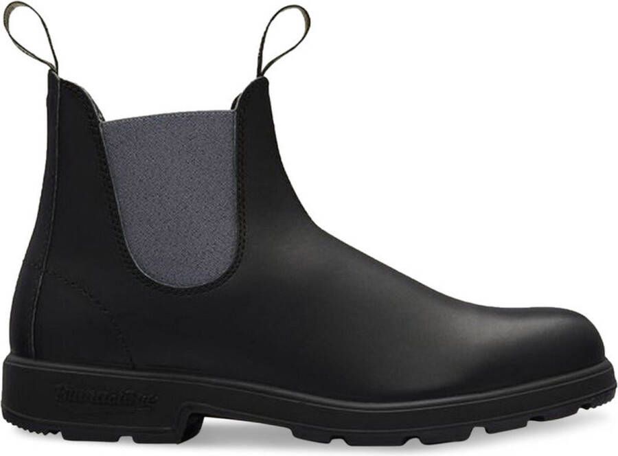 Blundstone Zwarte Leren Enkellaarzen met Marineblauwe Zijelastieken Black