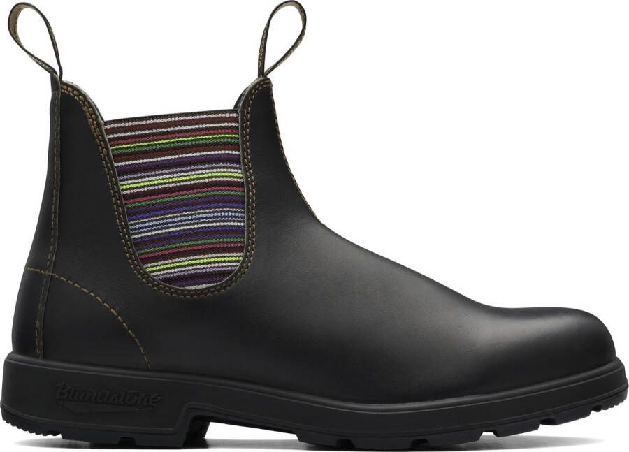 Blundstone Chelsea Stijl Enkellaarzen met Gekleurde Gestreepte Elastieken Black Dames