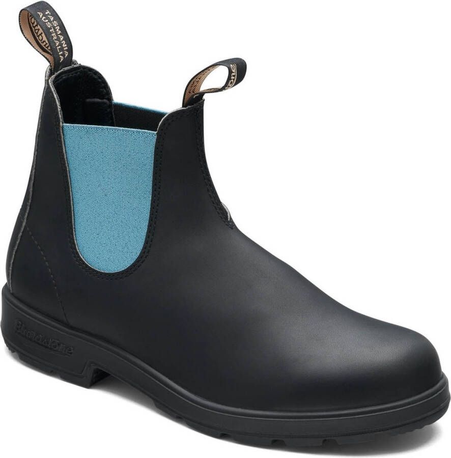 Blundstone Stiefel Boots #2207 Black Leather with Teal Elastic (500 Series)-5UK
