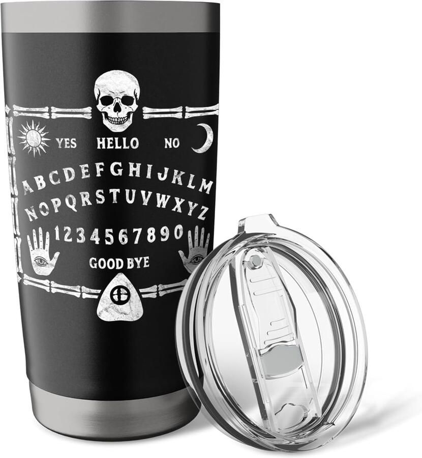 Board Letters Maan Schedel Halloween Gebruikt Uitziende Dubbelwandige RVS Thermosbeker