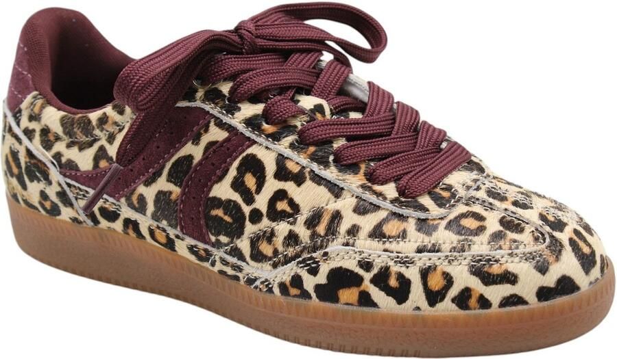 Boax Trace imitatieleren sneakers met panterprint beige bruin - Foto 4