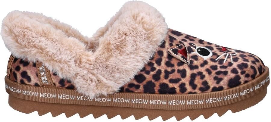 Bobs Hands Free Slip-In Cozy Kiss Meow dames pantoffel Leopard
