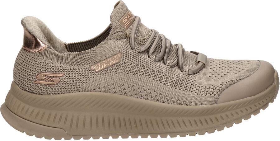 Skechers Dames BOBS Squad 4 Dire Step Slip Ins Sneakers Dark Taupe