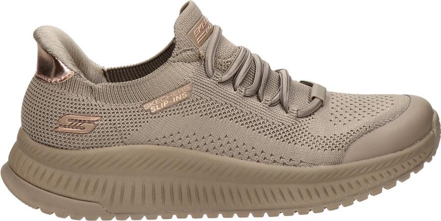 Skechers Dames BOBS Squad 4 Dire Step Slip Ins Sneakers Dark Taupe