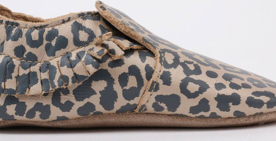 Bobux Babyslofjes Soft Soles Gold Leopard Print Large