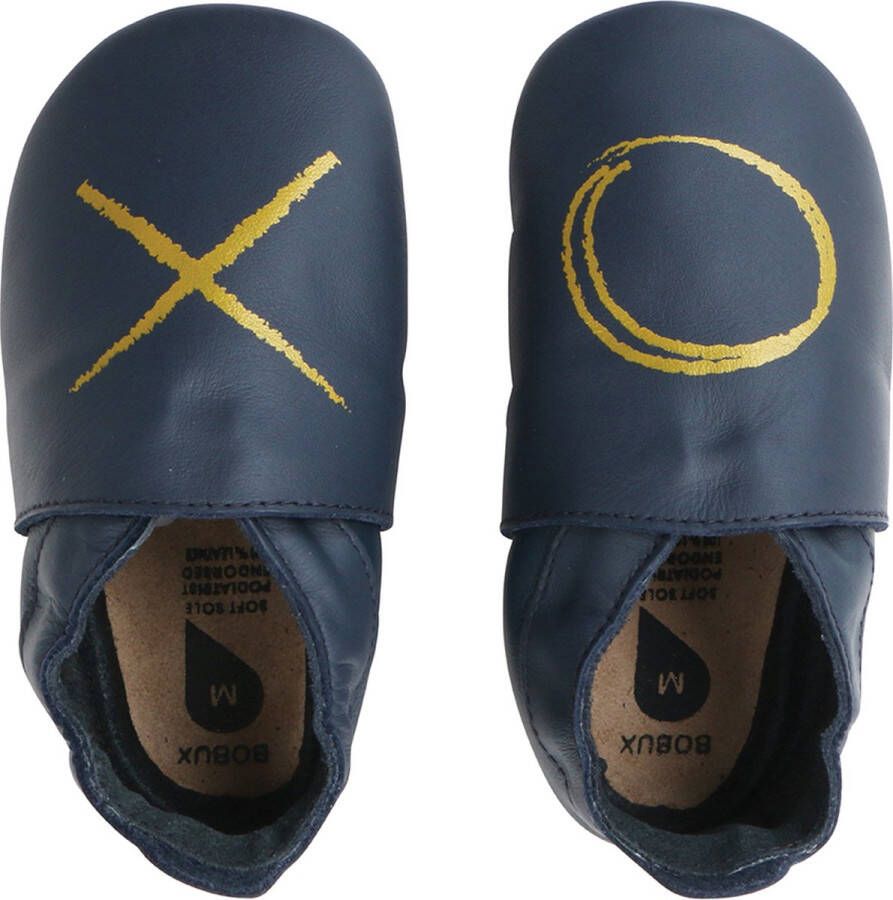 Bobux Soft Soles leren babyslofjes blauw goud