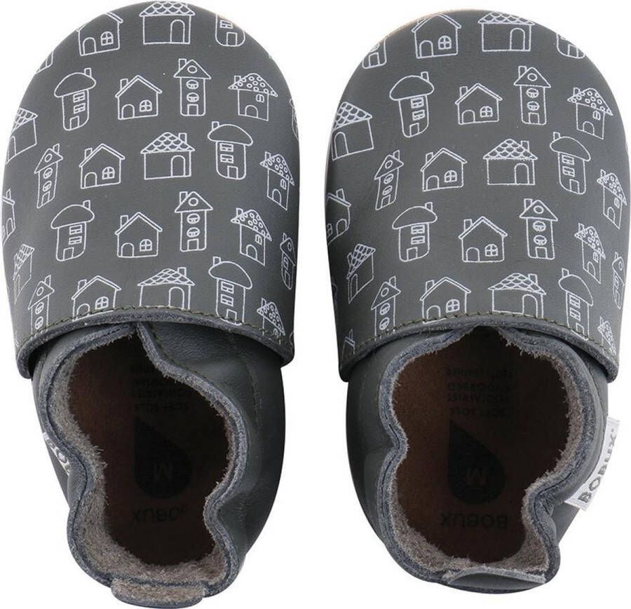 Bobux Soft Soles Army met huisjes print Babyslofjes - Foto 1