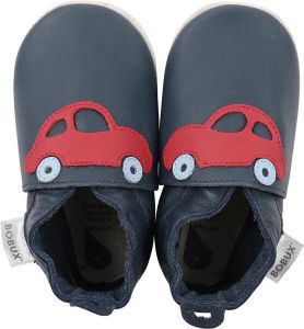 Bobux Soft Soles Lederen Babyslofjes Navy Red Racing Car