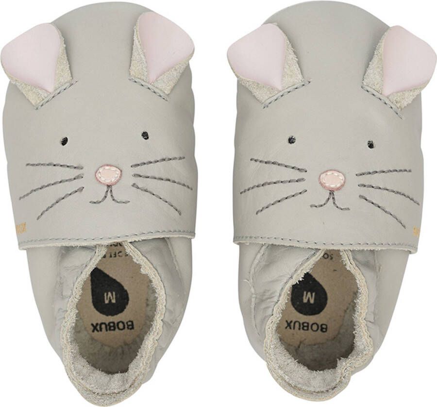 Bobux Soft Soles Baby Slofjes Leer Squeek Light Grey
