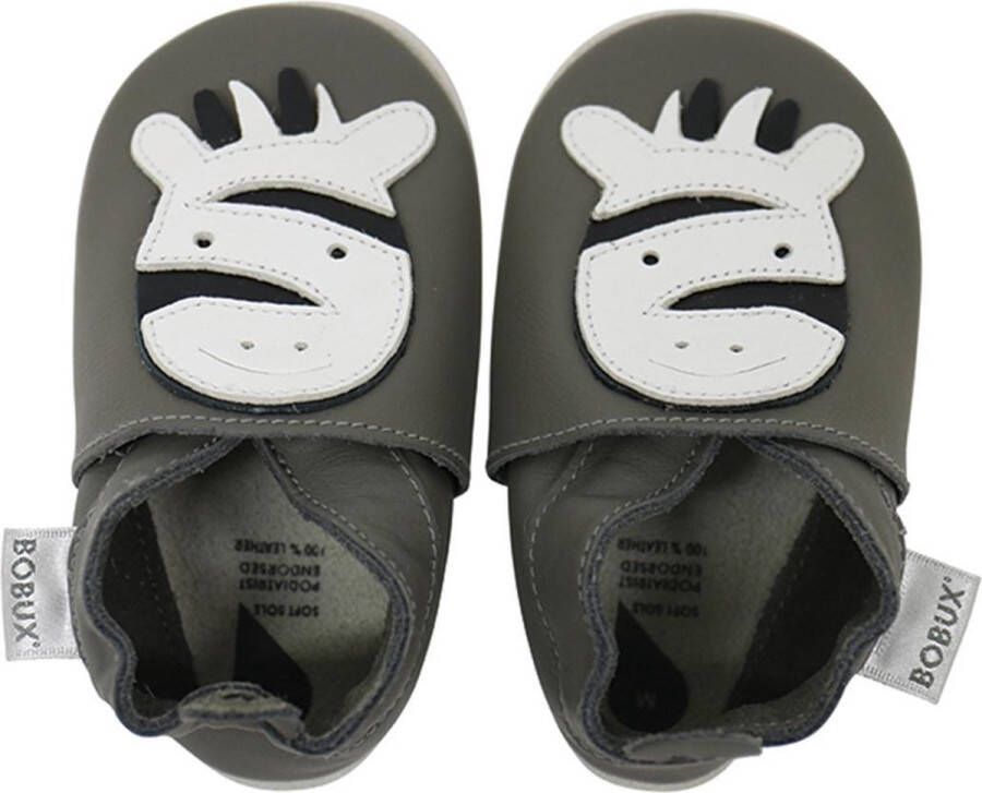 Bobux Soft Soles Baby Slofjes Leer Zebra Grey