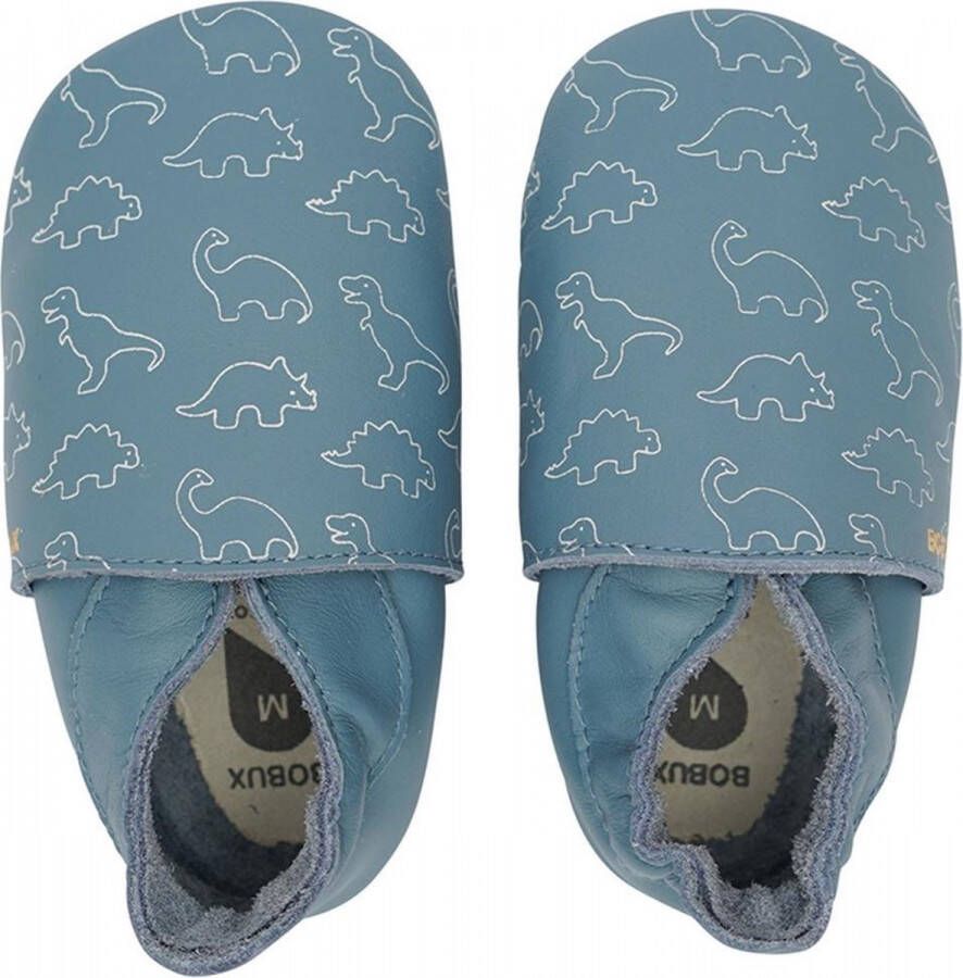 Bobux Soft Soles Lederen Babyslofjes Dino Blue