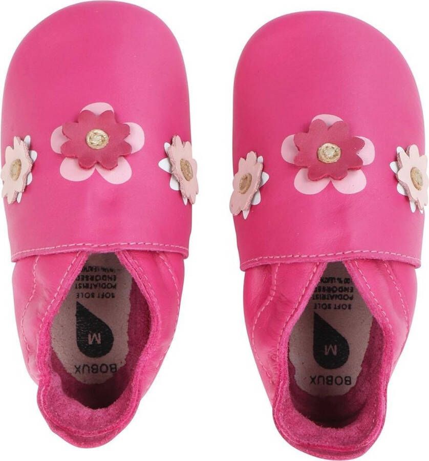 Bobux Soft Soles Flowers pink Babyslofjes