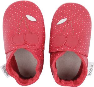 Bobux Soft Soles Giants Kersjes rood en witte stip Babyslofjes