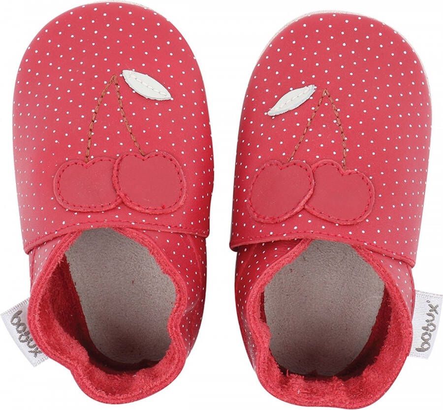 Bobux Soft Soles Giants Kersjes rood en witte stip Babyslofjes