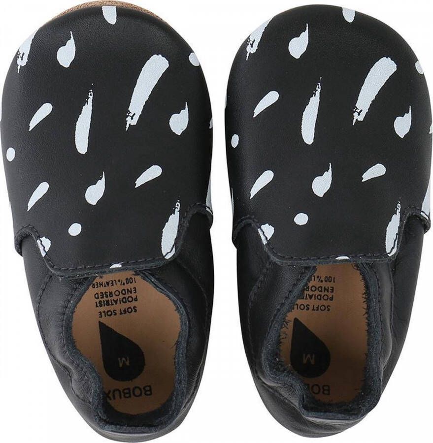 Bobux Soft Soles Giants Zwart Witte vegen Babyslofjes