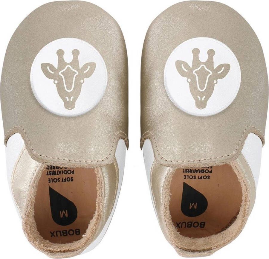 Bobux Soft Soles Gold & white giraffe loafer Babyslofjes