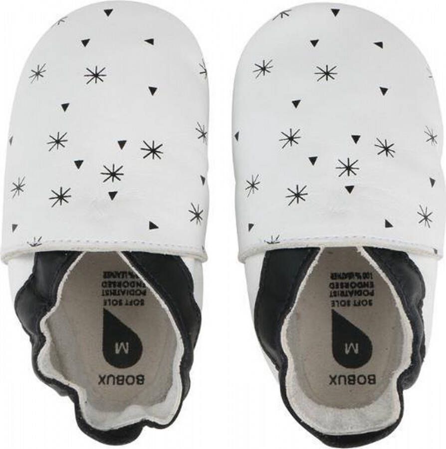 Bobux Soft Soles Snowflakes white Babyslofjes