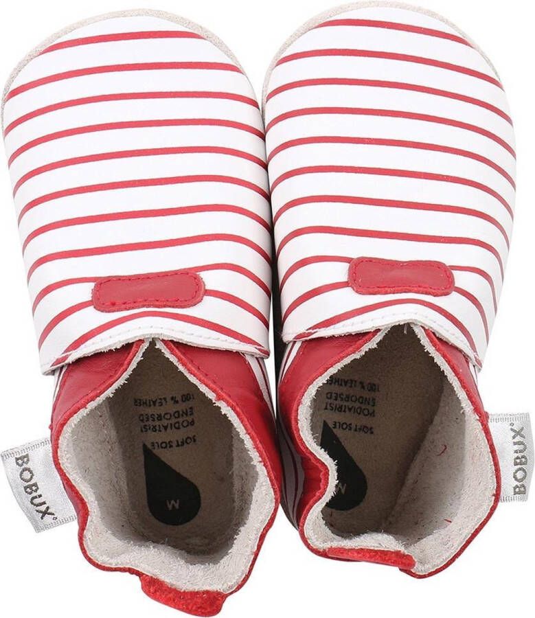 Bobux Soft Soles White with red stripes Babyslofjes - Foto 1