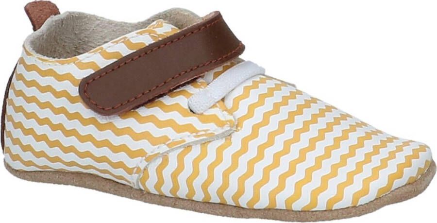 Bobux Soft Soles Wit en Oker zigzag trainer Babyslofjes