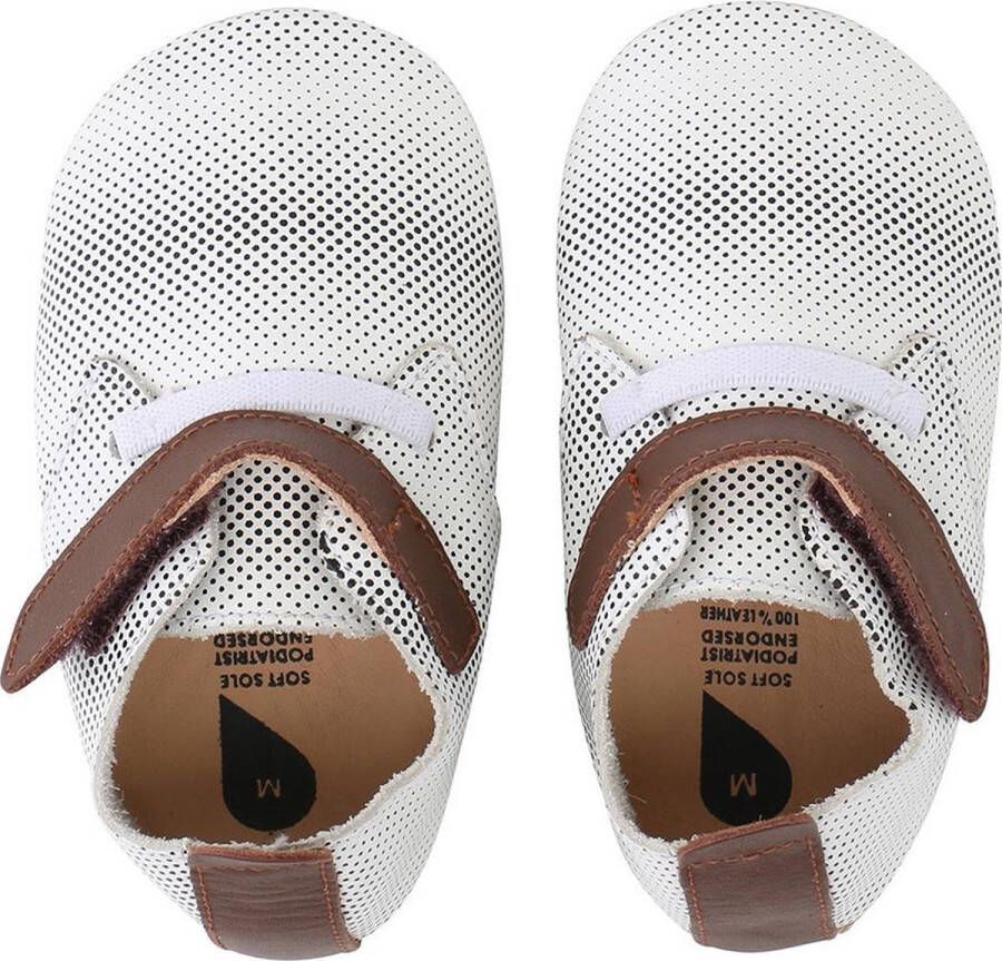Bobux Soft Soles Wit zwart stipjes trainer Babyslofjes