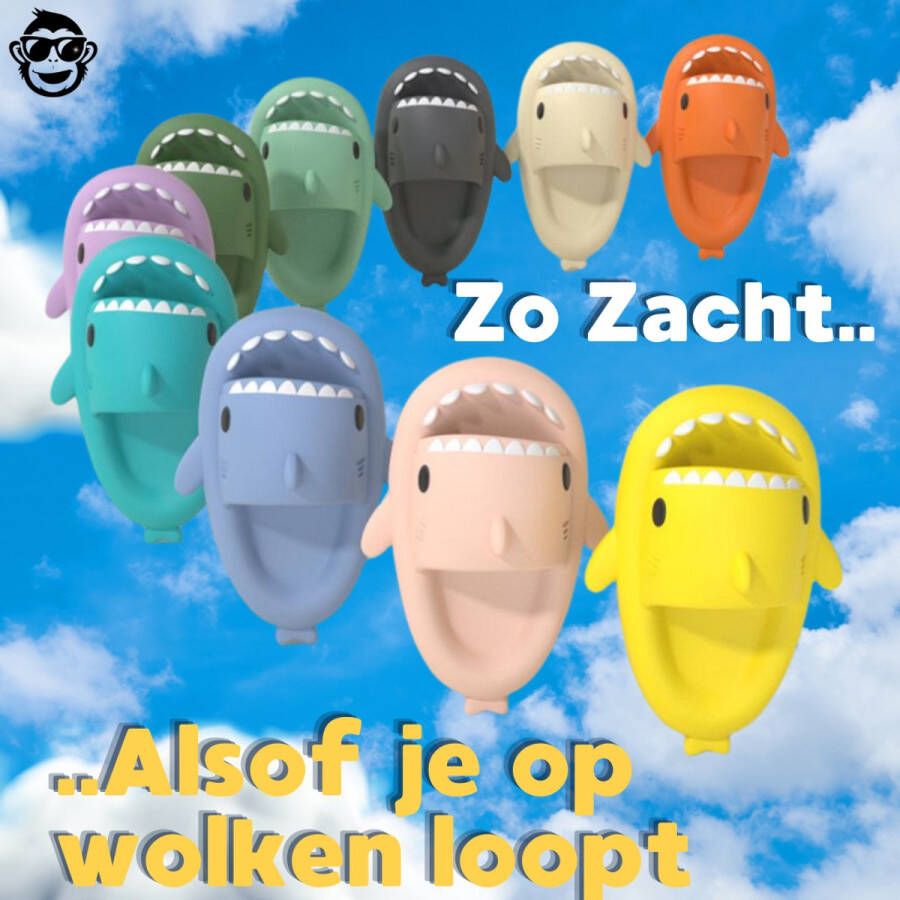 BoefieBoef Blauw Haai Slippers Kind EVA Antislip Badslippers Kleuter Comfortabel & Ergonomisch Zwembad Douche Strand & Thuis Verjaardagscadeau tip Baby Shark Cadeau- & Slipper lengte