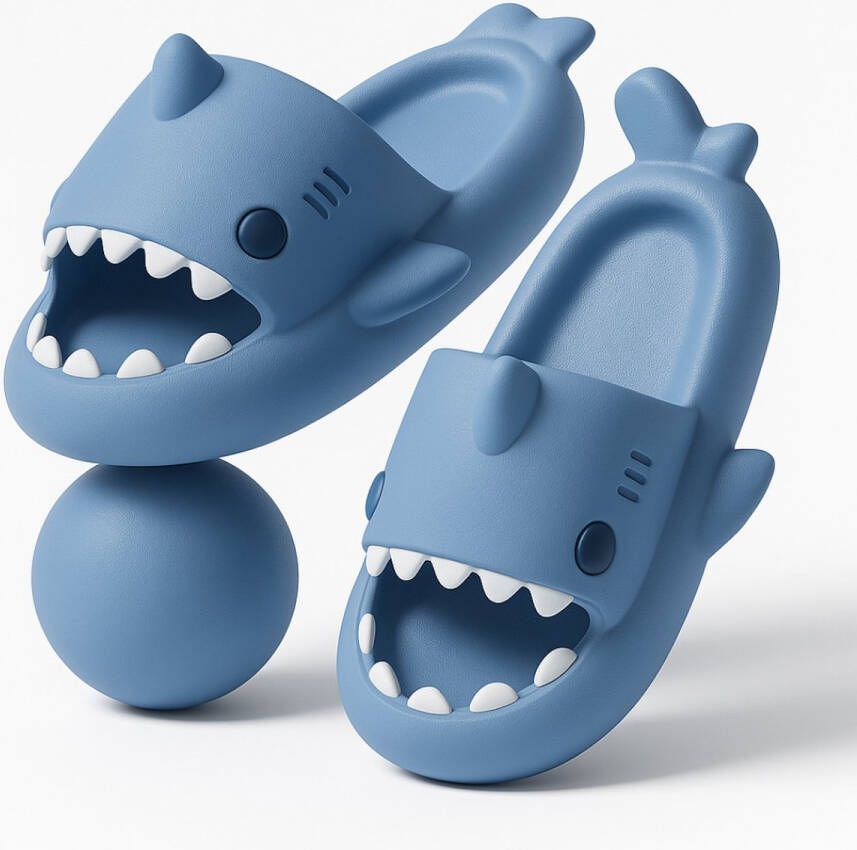BoefieBoef Blauw Haai Slippers Kind EVA Antislip Badslippers Kleuter Comfortabel & Ergonomisch Zwembad Douche Strand & Thuis Verjaardagscadeau tip Baby Shark Cadeau- & Slipper lengte