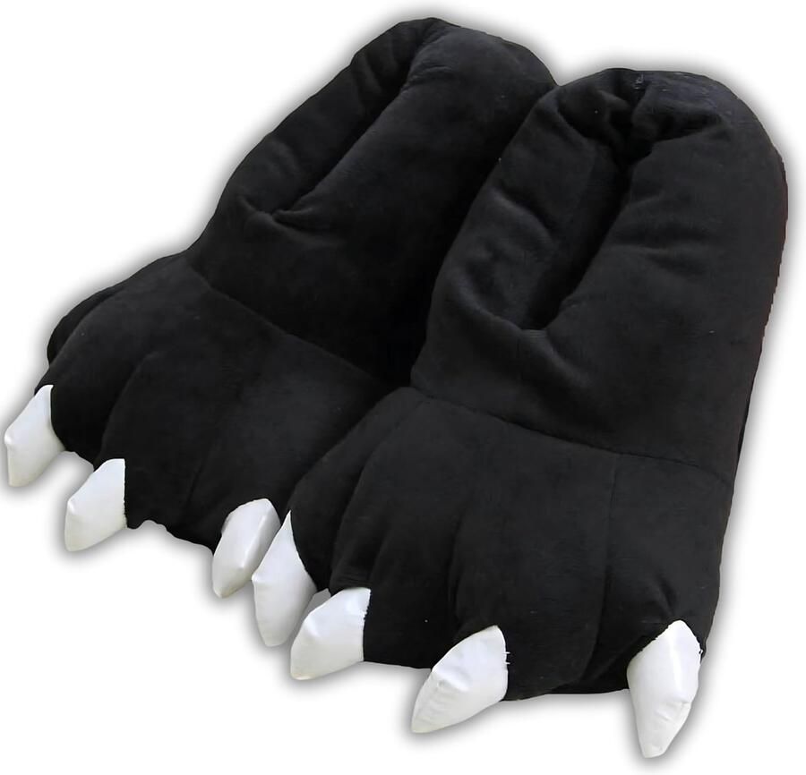 BoefieBoef Dinopoten Zwart Dierensloffen Warme Pantoffels met Antislip Zool Peuter & Kleuter Sloffen voor Kinderen Klauwpoten Flanel & Katoen Gripzool & Verjaardagscadeau