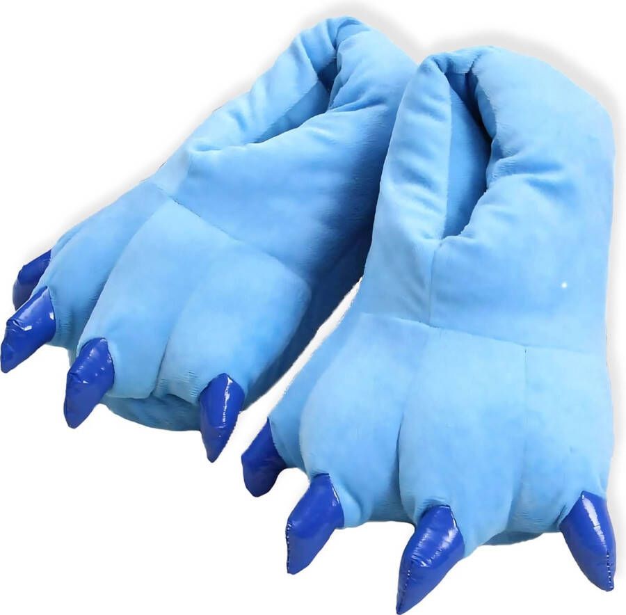 BoefieBoef Dinopoten Blauw Dierensloffen Warme Pantoffels met Antislip Zool Peuter & Kleuter Sloffen voor Kinderen Klauwpoten Flanel & Katoen Gripzool & Verjaardagscadeau