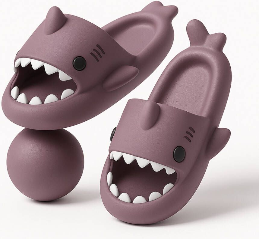 BoefieBoef Paars Haai Slippers Kind EVA Antislip Badslippers Kleuter Comfortabel & Ergonomisch Zwembad Douche Strand & Thuis Verjaardagscadeau tip Baby Shark Cadeau- & Slipper lengte