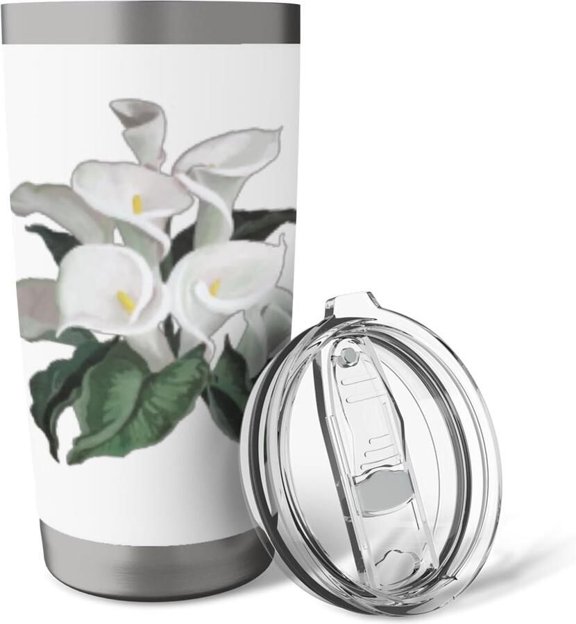 Boeket calla's dubbelwandige thermobeker