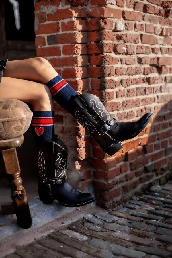 Bootstock Bobby Cowboylaarzen Kinderen Zwart Leer