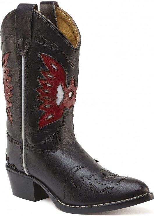 Bootstock Eagle Red Cowboylaarzen Tieners Zwart Leer