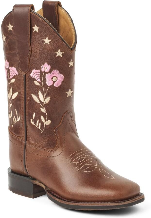 Bootstock Flower Cowboylaarzen Kinderen Donkerbruin Leer