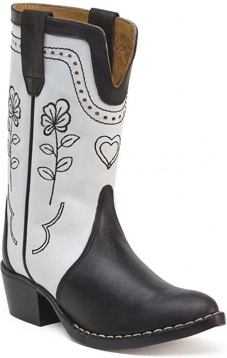 Bootstock Haily Black Cowboylaarzen Tieners Zwart Wit Leer