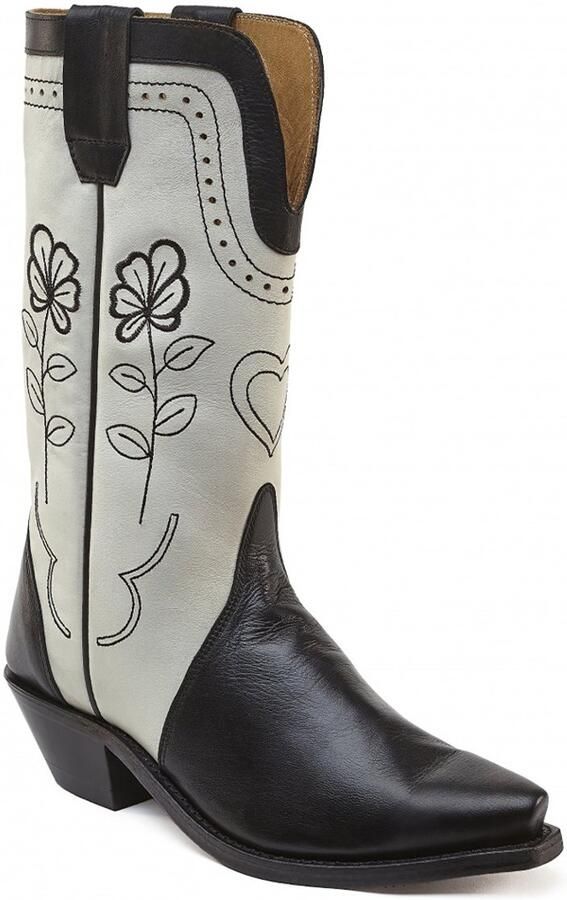 Bootstock Haily Black Cowboylaarzen Dames Zwart Wit Leer