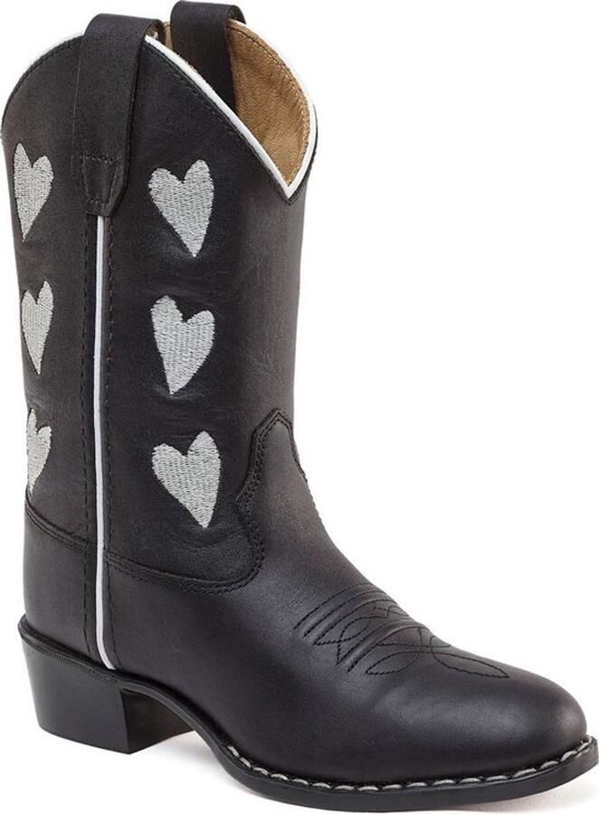 Bootstock Hearts Black Cowboylaarzen Tieners Zwart Leer
