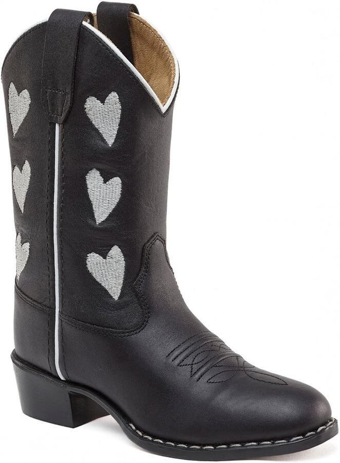 Bootstock Hearts Black Cowboylaarzen Kinderen Zwart Leer