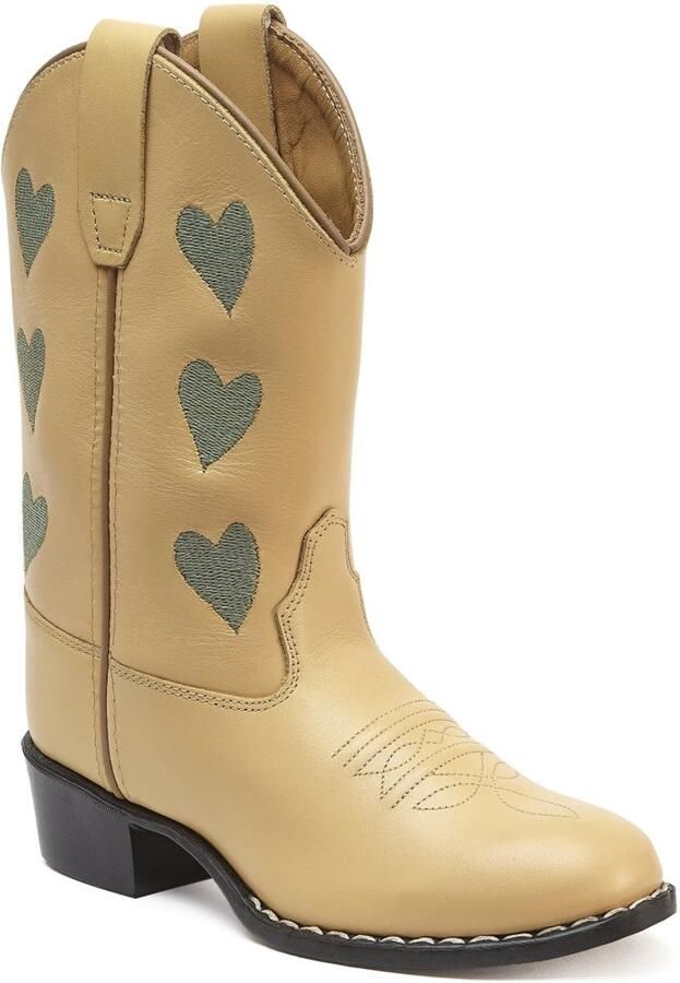 Bootstock Hearts Creme Green Cowboylaarzen Kinderen Creme Leer