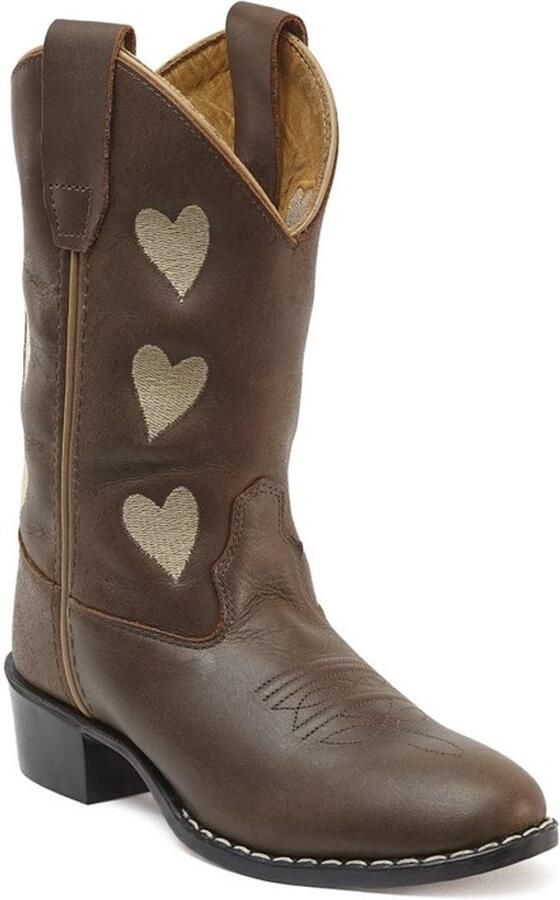 Bootstock Hearts Mocca Cowboylaarzen Kinderen Mocca Leer