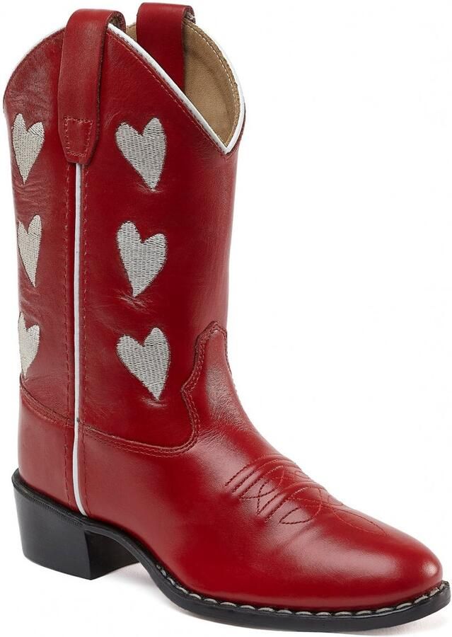Bootstock Hearts Red Cowboylaarzen Tieners Rood Leer
