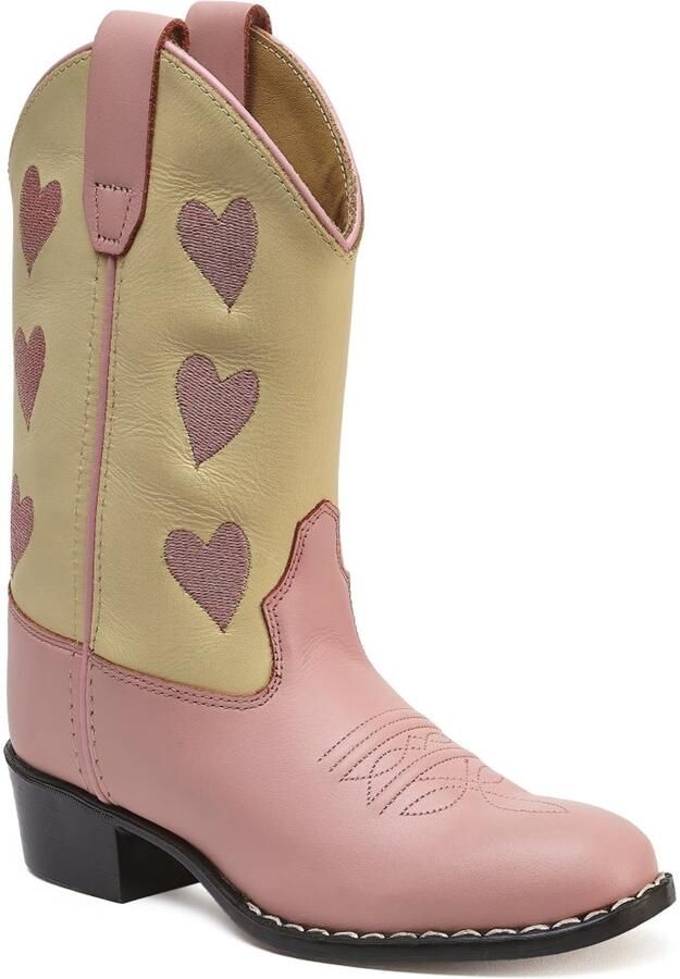 Bootstock Hearts Soft Pink Cowboylaarzen Tieners Roze Leer