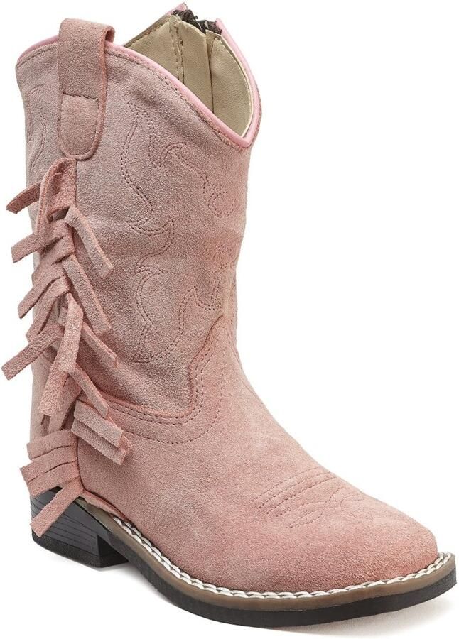 Bootstock Ruffle Soft-Pink Mini Cowboylaarzen Peuters Roze Leer