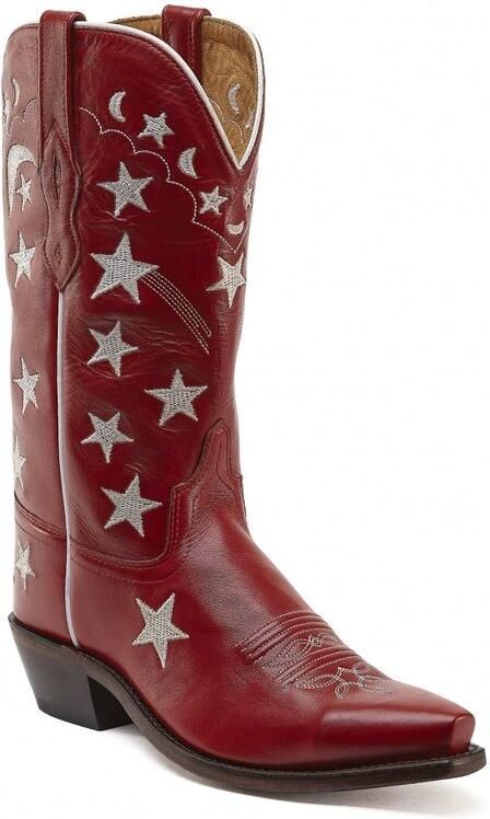 Bootstock Stars Red Cowboylaarzen Dames Rood Leer