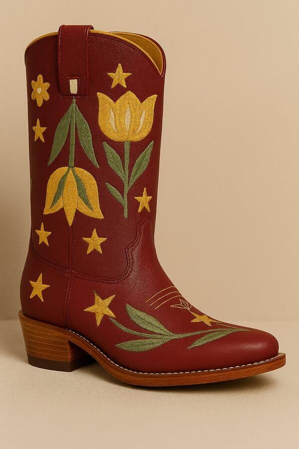 Bootstock x Hundred Pieces Cowboylaarzen Kinderen Rood Leer