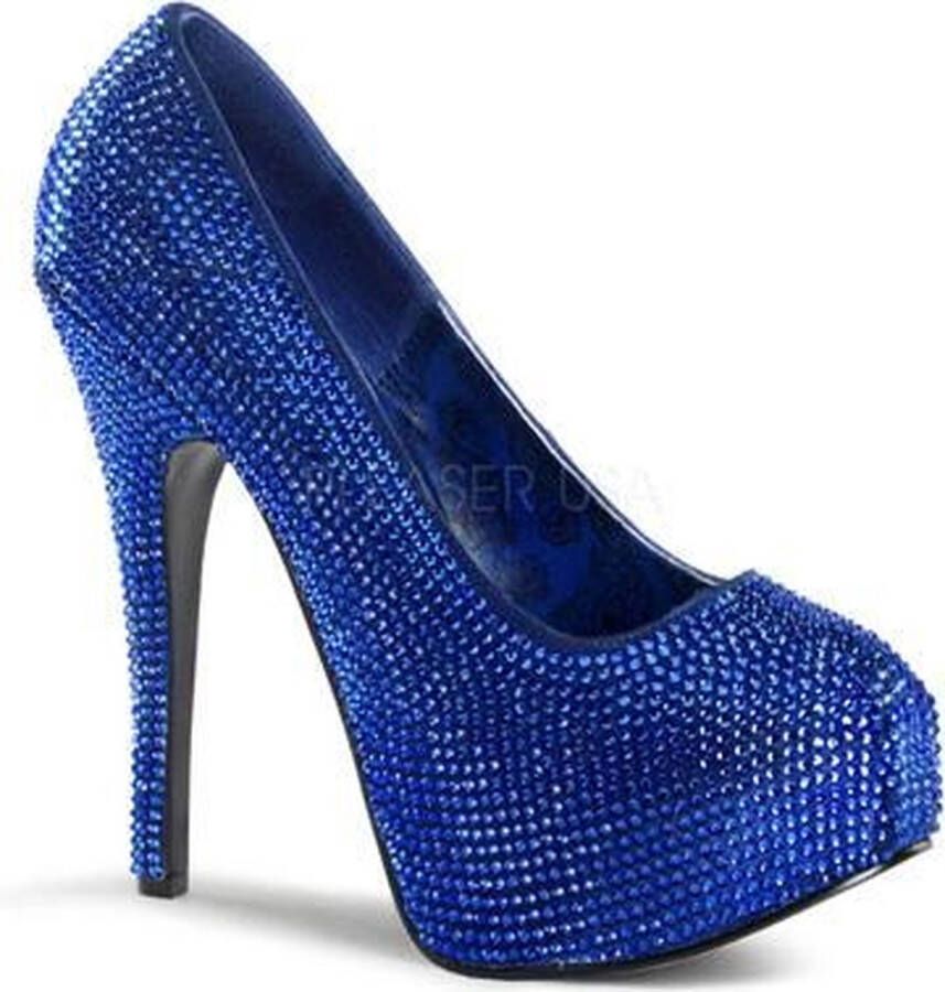 Bordello TEEZE-06R blauw satijn strass steentjes = )