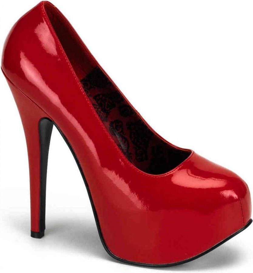 Bordello Teeze 06W Peeptoe pump with wide width red patent 5 = )
