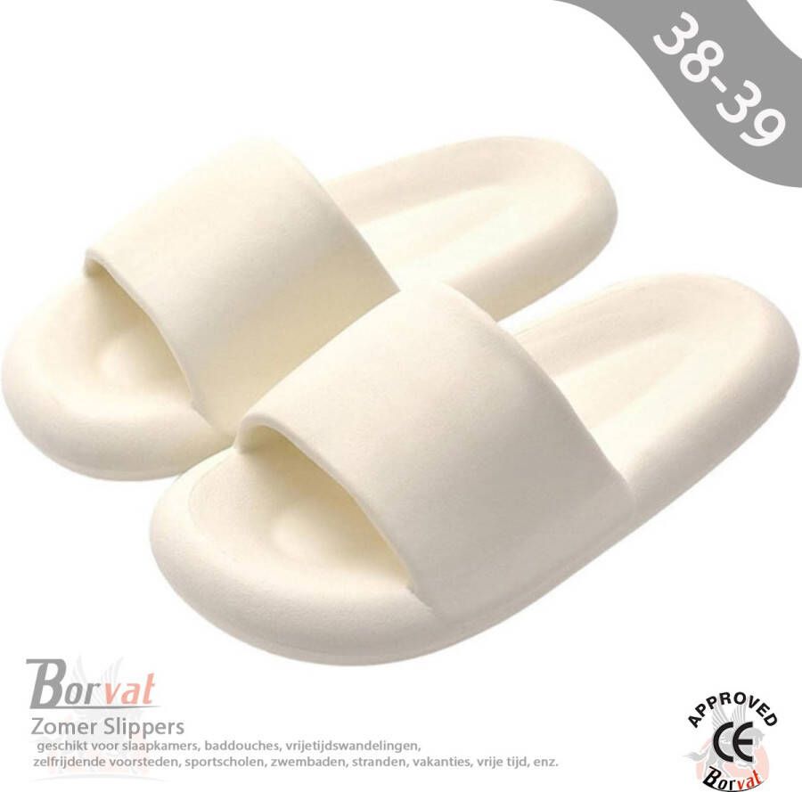 Borvat Zomer Slippers Wolk Zachte Slippers Paar Thuis Outdoor Slipper Zomer Strand Slaapkamer Schoenen Dames Slippers Dikke Bodem Sandalen Unisex Wit