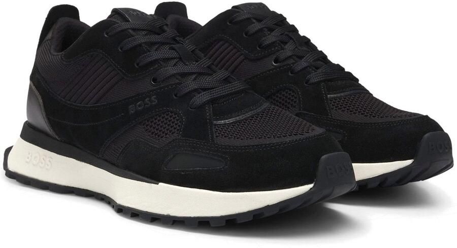 Hugo Lage sneakers met suède inzetstukken